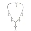 Collier ras du cou en cristal brillant pour femmes, style Hip Hop, avec pendentifs croisés, Punk, court, bijoux en strass