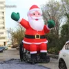 Decorazioni natalizie Gonfiabile gigante da esterno Saluto Babbo Natale Palloncino modello Babbo Natale seduto soffiato ad aria da 4 m