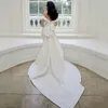 Simple Satin Mermaid Wedding Dresses Off The Shoulder Bridal Gown With Detachable Bowknot Vestido de corte sirena 2021