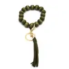 Cross-border Korean version of velvet tassel beaded bracelet elastic cord keychain multicolor options