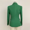 HIGH STREET 2020 Élégant Designer Blazer Femmes Double Boutonnage Lion Boutons Slim Fit Blazer Veste Vert Olive LJ200815