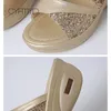 منصة الصنادل النساء بريق الفاخرة الذهبي الصيف الأحذية للمرأة حزب الصنادل السيدات أسافين مريحة كبيرة الحجم 42/43