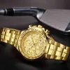 Relogio Masculinoの腕時計男性トップブランド高級wwoorゴールデンクロノグラフゴールドビッグ男性腕時計マン220113