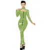 23 färger kvinnor sexig pvc långärmad bodysuit dragkedja till crotch skinny catsuit vintage keyhole jumpsuit wetlook dancing clubwear