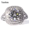 Transgems 14k White Gold Center 3 carat Diameter 9mm F Color Engagement Ring For Women Doulble Halo Engagement Ring Y200620