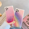 LOVECOM Colorful Laser Square Phone Case For iPhone 12 Mini 11 Pro Max XR XS Max 7 8 Plus X SE 2Soft IMD Stripe Back Cover Coque