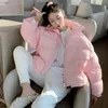 Winter Frau Parkas Brot Mäntel Warme Feste Grüne Kurze Jacke Koreanische Stil Lose Dicke Outercoats Rosa Einfache Elegante Tops 201225