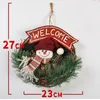 Wooden Christmas Wreath Santa Claus Vine Circle Door Christmas Decorations Snowman Elk Doll Wreath Door Hanger XD24091