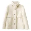 厚手の子羊のウールのテディコート女性韓国風の暖かいふわふわのジャケット秋冬のような毛皮のカシミヤ大きなポケットの毛皮の毛皮のオーバーコート211220