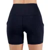 Shorts de course femmes taille haute poche Leggings solide hanche Stretch caleçons Fitness Sport dames Se61