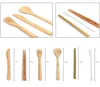 Draagbare bestek set bamboe bestek mes vork lepel stro voor outdoor reizen servies set met canvas verpakking tas leuk cadeau SN1914