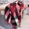 Högkvalitativ 100% Fashion Classic Plaid Printed Ultra Soft Thermal Cashmere Scarf 190*70cm