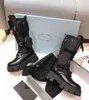 Dam Designers Booties Monolith borstat rois läder och nylon stövlar Lyxiga vinter motorcykel stövlar Ankel Combat Boot Martin Boots