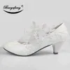 Baoyafang Weiße Blume Pumps Ankunft Frauen Hochzeit Schuhe Braut High Heels Plattformschuhe Für Frau Damen Party Kleid Schuhe 220114