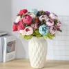 Autumn Peony Artificial Flowers Silk Peony Home el Party Wedding Decoration Fake Flower Big Bouquet Fall Decorations 220112