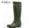 Hot Sale Women Glossy Rain Boots Vattentät Stövlar Knä High Rain Boot Tall 38cm 03
