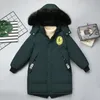 INS boy cotton coat winter plus velvet thick cotton jacket Embroidered breast badge with large fur collar boys coats winter LJ201202