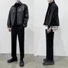 IEFB / Erkek Giyim Vintage Trendy PU Deri Ceketler Erkek Sonbahar Yeni Gevşek Ceket Tek Göğüslü Uzun Kollu Coat 9Y1420 201120
