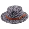 INS New 6 Colors Fashion Leopard Hats Adults Men Elegant Fedora Hat Band Brim Jazz Hats Stylish Panama Caps