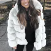 Женский меховой из искусственного зима толщиной теплого пальто женщины плюс размер 3x с капюшоном с длинным рукавом роскошные пальто