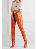 2020 Women Waist High Boots High Heels Silk Satin Boots Fashion Show Orange ,Pink ,Green Shoes Women