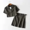 Plaid Tracksuit Women 2 Two Piece Set Casual Short Top Shirts Mini Skirt Matching Sets Outfits New T200325