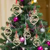 Kerstbrief hout kerk hart bubble patroon ornament x'mas boom decoraties partij gunst thuis festival ornamenten opknoping gift, 6 pc per tas