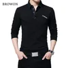 Browon T 셔츠 남성 긴 - 셔츠 URN - 다운 스트라이프 디자이너 - 셔츠 슬림 피트 느슨한 캐주얼 코튼 남성 플러스 사이즈 220118
