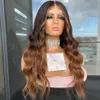 Ombre Human Hair Peruka dla czarnych kobiet Brazylijska fala ciała 13x4 koronkowa peruka przednia podświetlanie blondynki 360 koronki frontalne peruki