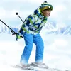 -30 graus crianças roupas conjunto meninos menina crianças snowboard ski terno à prova d 'água esportes ao ar livre calça calça roupas snowsuit teen 201127