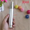 15ml 20ml 30ml Shiny Silver Airless Refillable Bottles Thin Healthy Travel Empty Cosmetic Containers for Liquid Makeup 10pcs/lotpls order