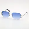 Rimless Fashion men Woman sunglasses driving With C Decoration Goggle Elongated and Slim gold frame glasses Size 57-20-140mm