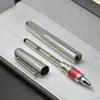 Top Luxury Gift Pen High quality M series Magnetic shut cap Rollerball pen Ballpoint pens Silver and Gray Titanium Metal Stationery Writing office supplies