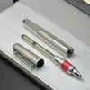 Stylo cadeau de luxe Série M de haute qualité Capuchon magnétique Stylo roller Stylos à bille Argent et gris Titane Métal Stationer318y