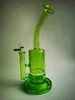 Vintage 10 inch Honeycomb Perc Green Glass Bong Water Dymanie Pipe Hookh Bubbler Data Rig Quartz Banger Forhot Popular Mini zlewki