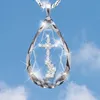 2021 Mode Chic Gold Silber Zwei Ton Kreuz Religiöse Jesus Anhänger Kristall Drop Kreuz Halskette Für Männer Frauen
