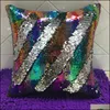 Pillow Case sängkläder levererar hem textilier trädgård dubbel sequin er glamour kvadrat kudde soffa bil dekor sjöjungfrun ers utan Core drop del