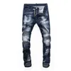 Üstler Erkek Yırtılmış Sıkıntılı Gri Kot Pantolon Moda Tasarımcısı İnce Fit Yıkalı Motosik Kot Pantolon Panel Hip Hop Biker Pantolon NJ822553