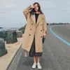 Fashion Mress New Women Trench Toat Длинно двойной ремень Blue Khaki Lady Olde осень весна верхняя одежда негабаритная качество T200814