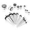 36 stks / partij 1.6-10mm oor piercing kit body arts sieraden 316 roestvrij staal taps en stekkers oor tunnels meters expander set