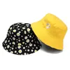 Zomer madeliefjes emmer hoed vrouwen mode katoen strand zon hoeden omkeerbare bob kapper femme bloemen panama hoed visser cap G220311