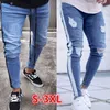 Modaya uygun skinny jeans erkekler seksi yırtık delik streç denim pantolonlar erkek sonbahar düz sokak kıyafetleri kalem hip hop kot plus beden 201110