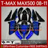 Kit de carrosserie pour YAMAHA TMAX MAX 500 XP500 Noir gris MAX-500 T 2008 2009 2010 2011 Bodys 107No.86 TMAX-500 TMAX500 T-MAX500 08-11 MAX500 08 09 10 11 OEM MOTO Carénage