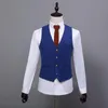 Azul marinho de três peças de roupa de três peças real desgaste formal casado Slim personalizado (casaco + colete calças) 1