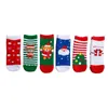 US Stock, DHL Bomull Vår Vinter Höst Baby Girls Boys Kids Socks Barn Striped Terry Snowflake Elk Santa Claus Christmas Bear FY7308