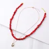Chains Women Fashion Boho Nature Turquoises Stone Necklace Set Jewelry Gold Link Chain Shell Choker Sexy Simple Female Gifts1
