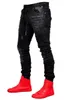 メンズジーンズ2022ヨーロッパアメリカの折りたたみスリムフィット男性滑走路モトバイカーファッションヒップホップスキニーブラック