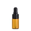 Amber Mini Glass Bottle 1ml Ambers Sample Vial Small Essential Oil Bottle with Glasses Eye Dropper