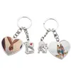 2st/Set Fashion Diy Sublimation Blank Heart Keychains Thermal Transer Designer Keychain Forever Love You for Woman Man Key Rings Silver Lovers Keychains Jewelry