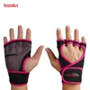 Boodun män kvinnor halvfinger fitness tyngdlyftande handskar skydda handleden gym träning fingerlösa viktliftande sport handskar Q0107